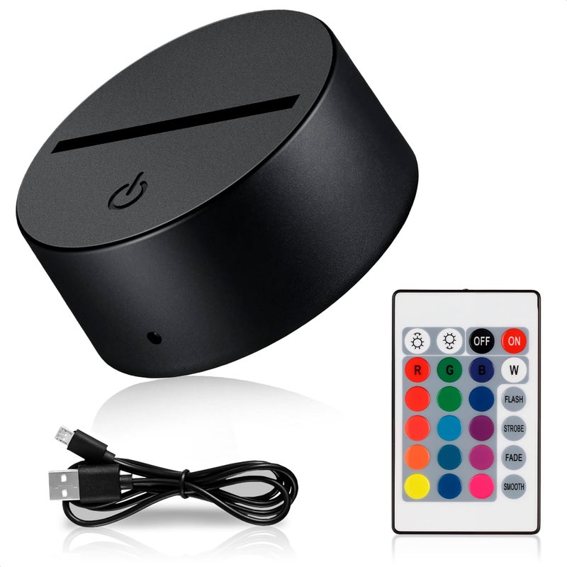 Reluen USB LED Light Base for Crystal & Glass 3D Art â€“ Small Black Display Stand - Image 1